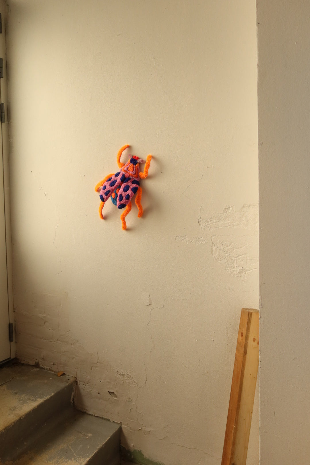 Beetle - Textile Art in Blue, Pink & Orange