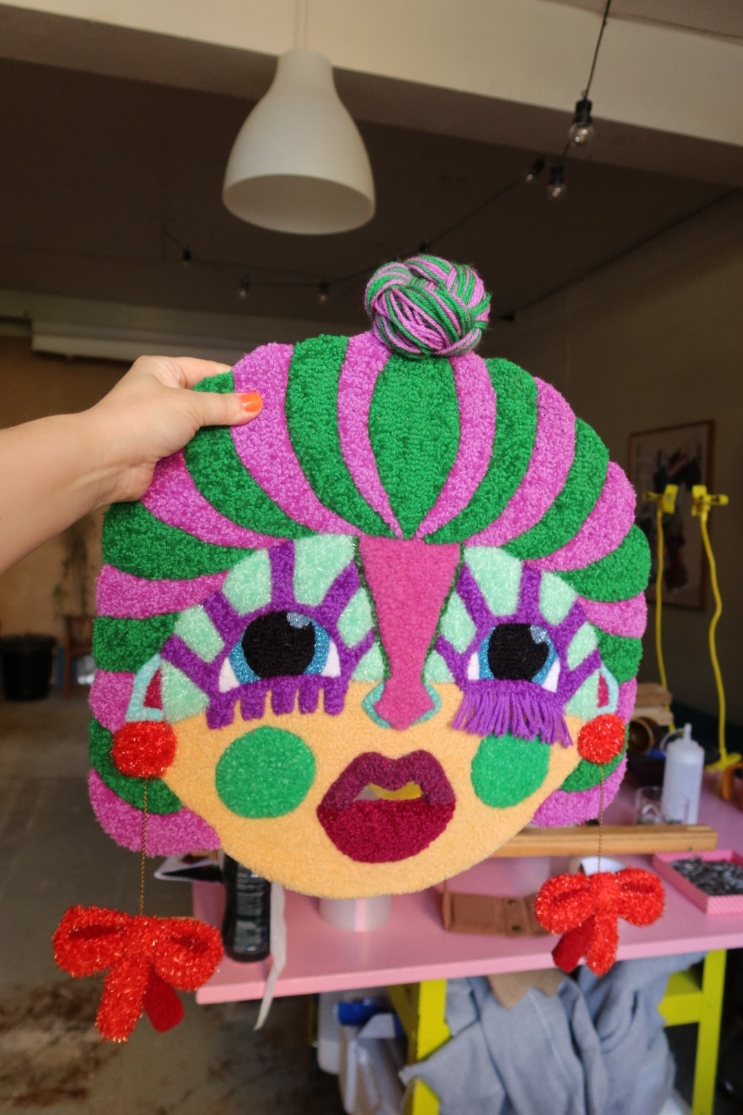Mille - Textile Mask in Green, Purple, Light Yellow, Light Blue and Red