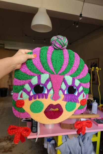 Mille - Textile Mask in Green, Purple, Light Yellow, Light Blue and Red